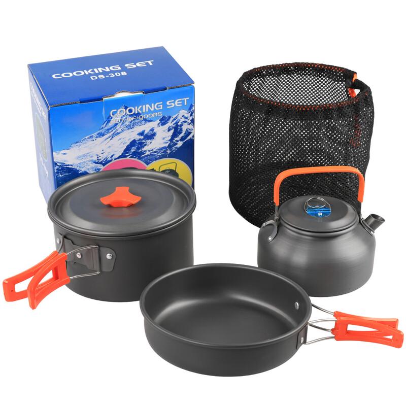 Portable Camping Cookware Set with Teapot