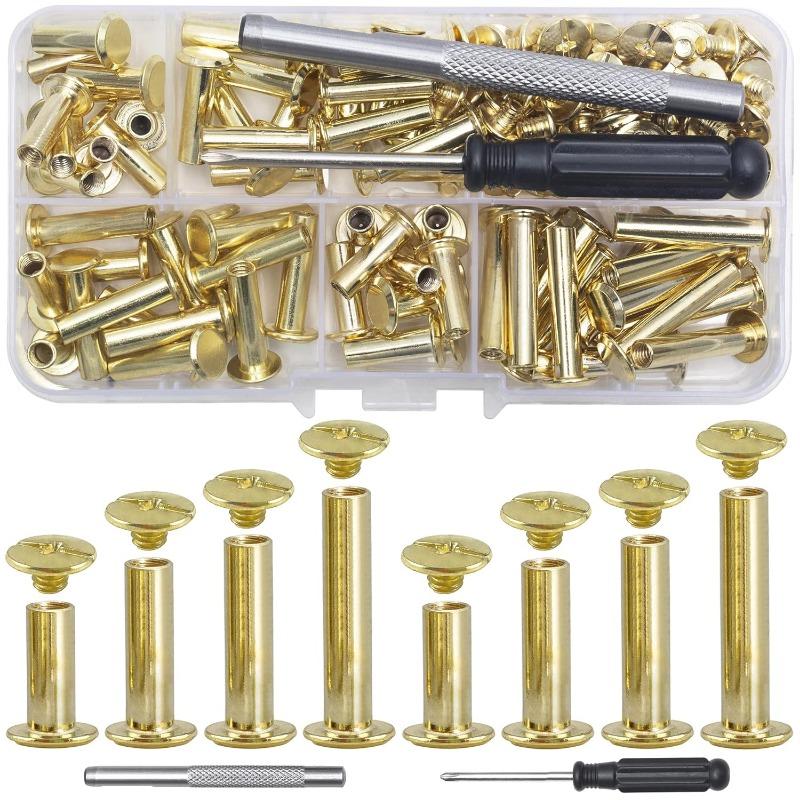 110 SADA nýtových šroubů pro zdobení a opravu koženého zboží, vhodné pro opasky, tašky, boty, peněženky, spojování M5 * 4, 5, 6, 8, 10, 12