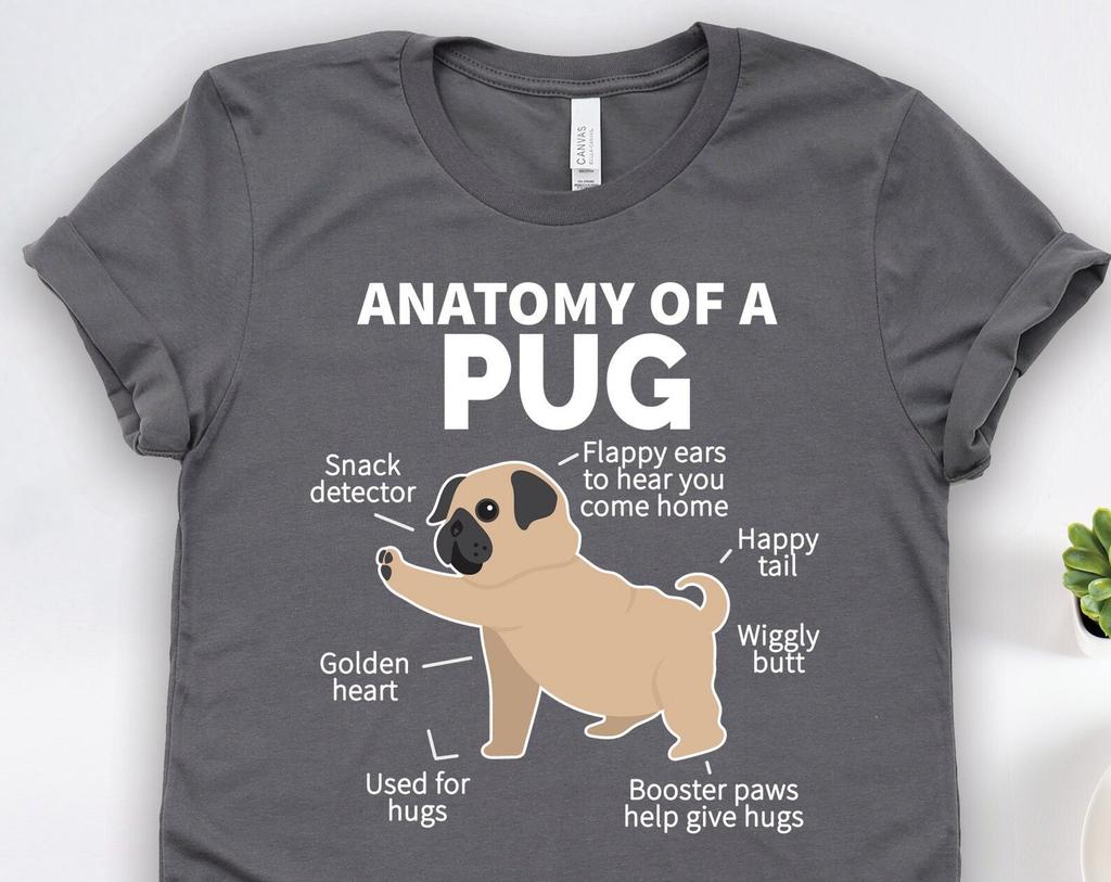 Pug Dog Anatomy and kids tshirts, Pug and kids tshirts, Pug Anatomy and kids tshirt, Pug Gifts, Pug Art, Dog Owner and kids tshirts, Dog Owner Gifts