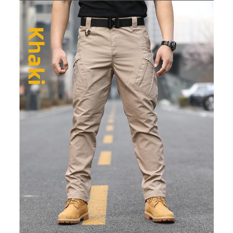 Men s summer new waterproof multi-pocket pants outdoor camping trousers S хаки