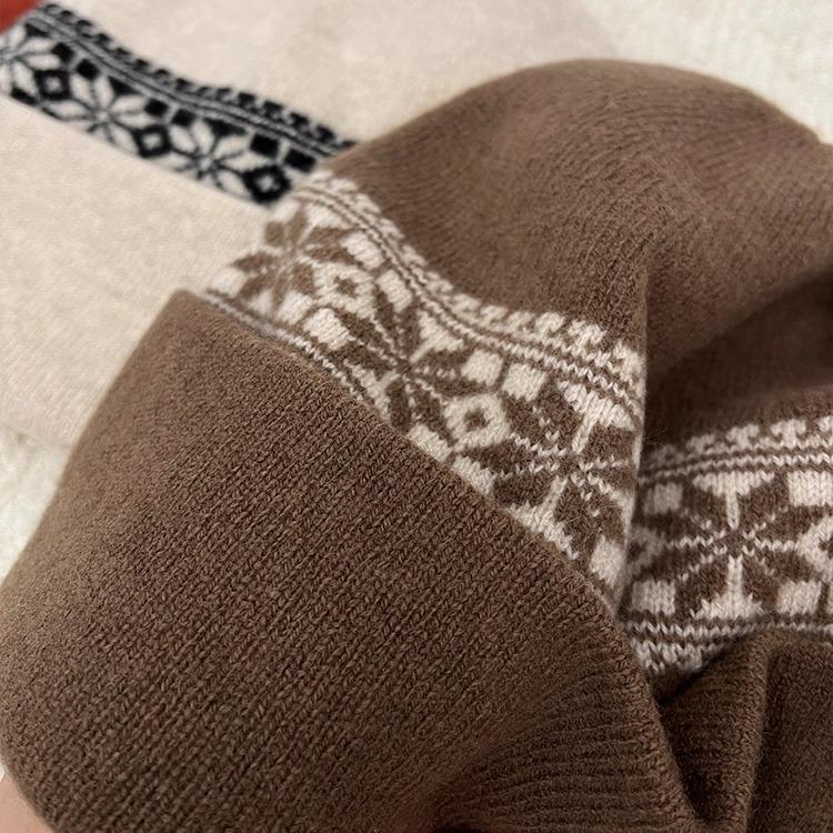 Outdoor Fair Isle Jacquard Knitted Hat Warm Autumn and Winter Ear Protection Woolen Hat Retro Versatile Cold Hat