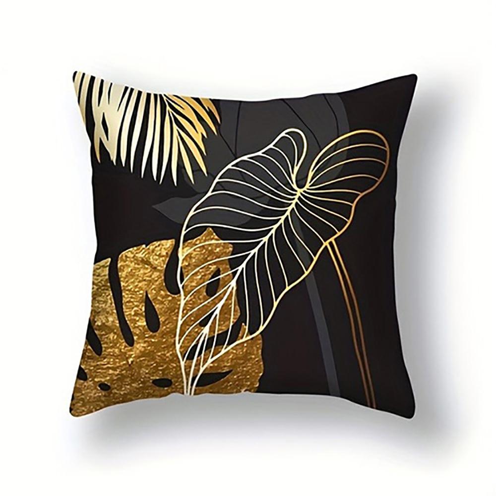 

Golden Flower on Black Cushion CoverSuitable for sofa car bedroom decorative cushion cover pillow cover 16x16Inch