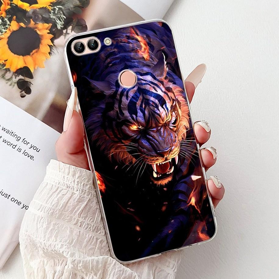 For Huawei P Smart Case FIG-LX1 FIG-LX2 FIG-LX3 Cover Luxury Dragon Lion Soft Silicone Phone Cases For Huawei Psmart 2018 Bumper