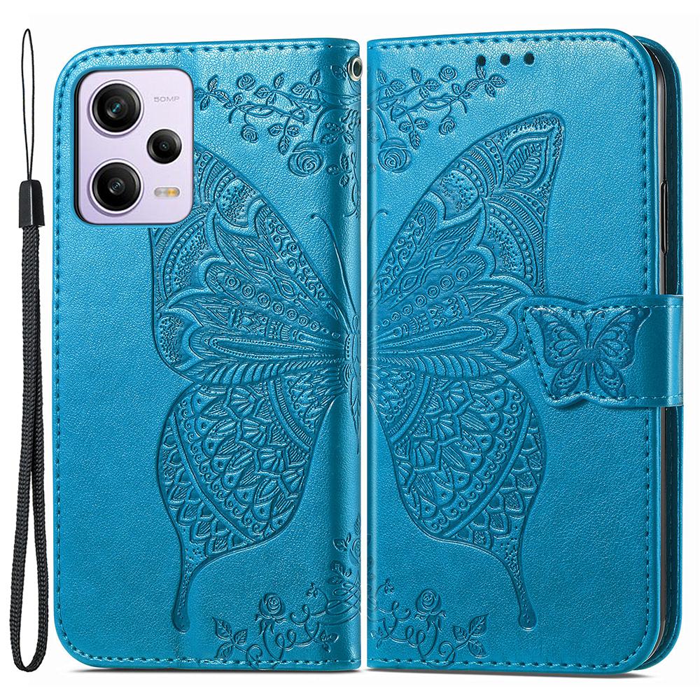 

Чехол-книжка для Xiaomi Redmi Note 12 Pro 5G/Note 12 Pro Speed 5G/Poco X5 Pro 5G, PU кожа с тиснением Бабочка , подставка, чехол для телефона Blue