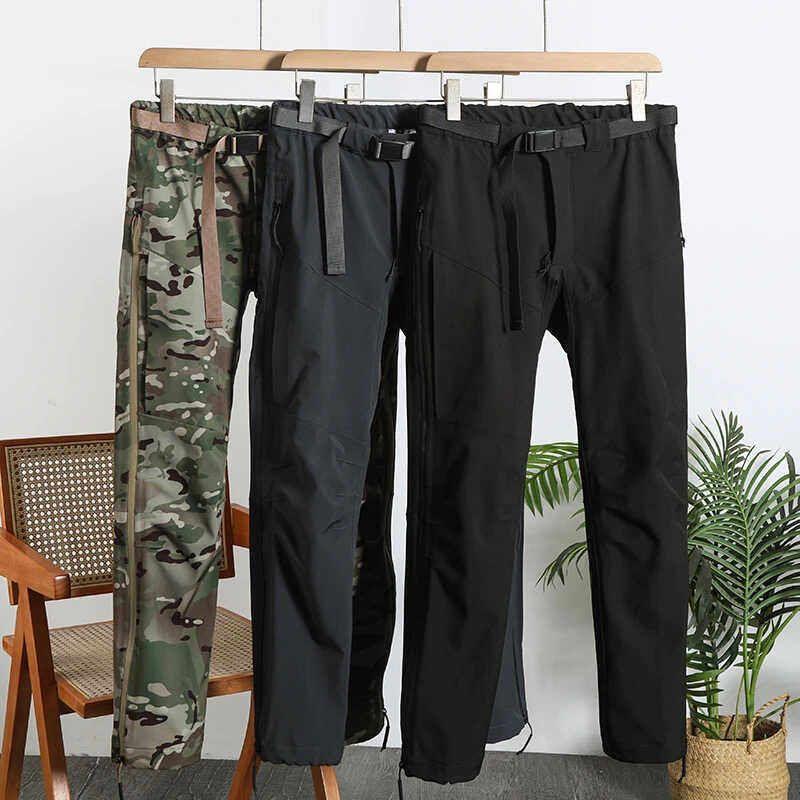 Windproof and Rainproof Fleece-Lined Straight-Leg Pants for Autumn and Winter, Suitable for Hiking, Trekking, Tactical Workwear, and Casual Wear