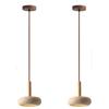 Japanese Wabi-Sabi Style Yellow Travertine Pendant Lamp for Entrance, Restaurant, Bedroom, or Bedside