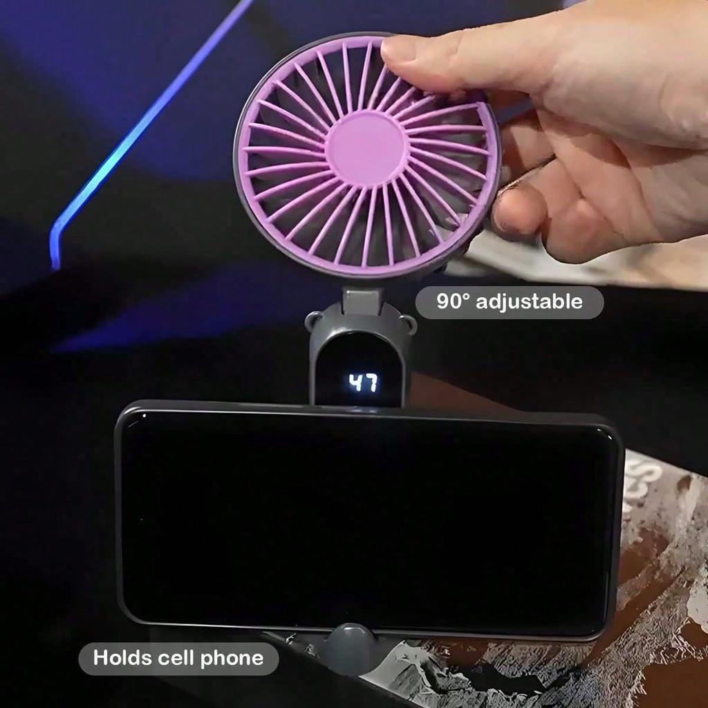 Portable Fan Mini Handheld Personal Fan Rechargeable LED Display Screen Suitable for Travel, Camping, and Outdoor Activities.