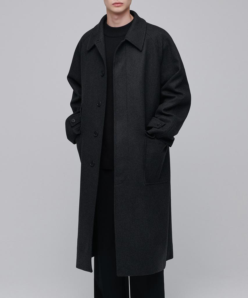 Musinsa Standard Mtr Oversized Balmacaan Coat [Charcoal Grey]