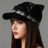 Punk Berets Kitten Ear Unisex Headwear Accessory for Women Men Cabbie Hat for Halloween Cosplay Party Outfit