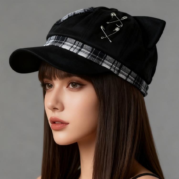 Punk Berets Kitten Ear Unisex Headwear Accessory for Women Men Cabbie Hat for Halloween Cosplay Party Outfit