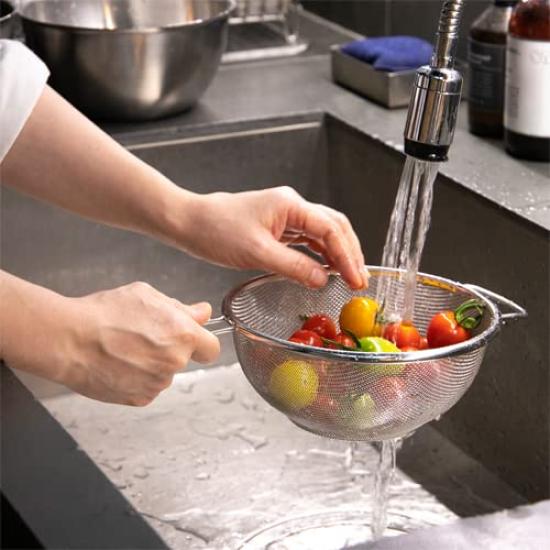 Kyoto Katsugu Stainless Steel Strainer with Made In 4580047177065 Handle, 18cm, Japan,