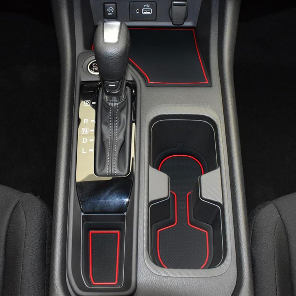 Cup Holder Erts Coaster For Nissan Sentra Accessories 2025 2024 Center Console Liners Silicone Cup Mat Pad Interior Decoration(4Pcs Sets,Red