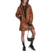 Adidas Originals Trefoil Faux Leather Zip-Up Jacket Women Outerwear Brown II6102