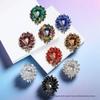 Elegant Retro Alloy Glass Brooch for Women's Shawl or Coat