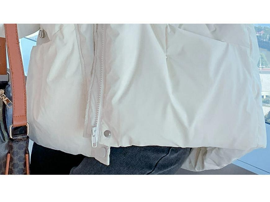 Damen 2025 Winter Kapuzen-Daunenjacke, kurz und zierlich mit verdickten weißen Entendaunen für eine lockere Passform.