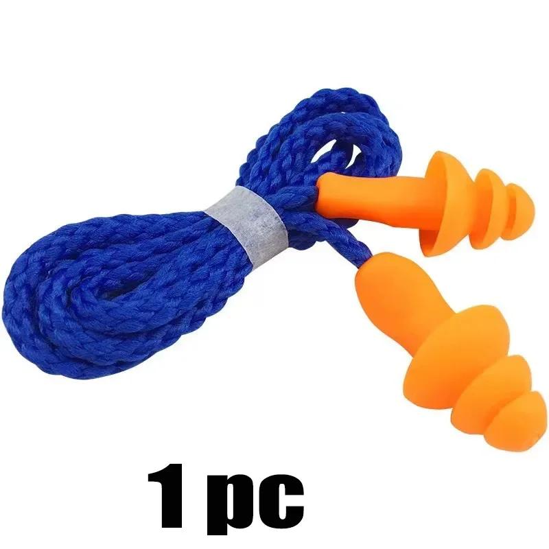 Soft Silicone Ear Plugs Protector Reusable Noise Cancelling Earplugs Soundproof Earmuffs Safe Work Comfortable Corded Earplugs