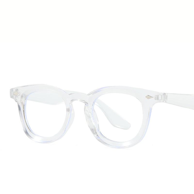 Non-polarized Men Plastic Round Rice Nail Sunglasses Compact and Simple Casual Fashion Style Vintage Punk Shade Rivet Concave Frame Eyewear