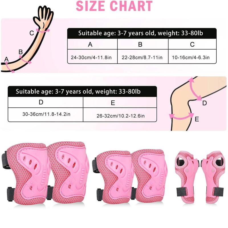 6 In 1 Knee Pads Elbow Pads with Wrist Guards for Ages 3-10, Protective Gear for Skating, Cycling, Biking,Roller Skates,Scooters