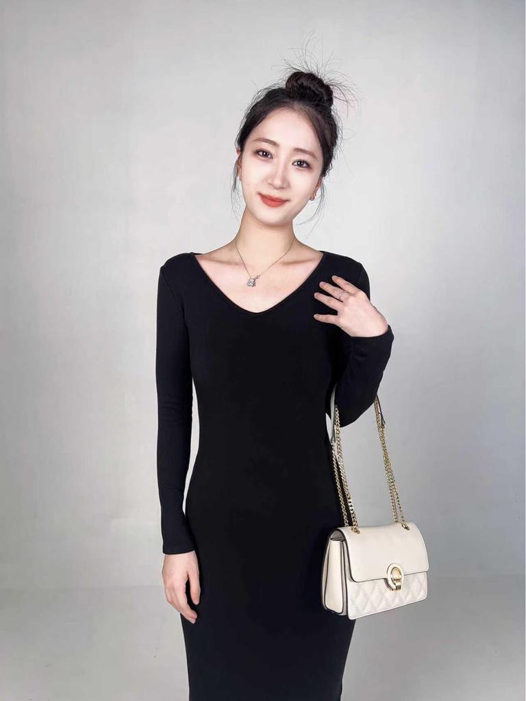 Velvet Warm Solid Color Elegant Slimming Socialite Dress