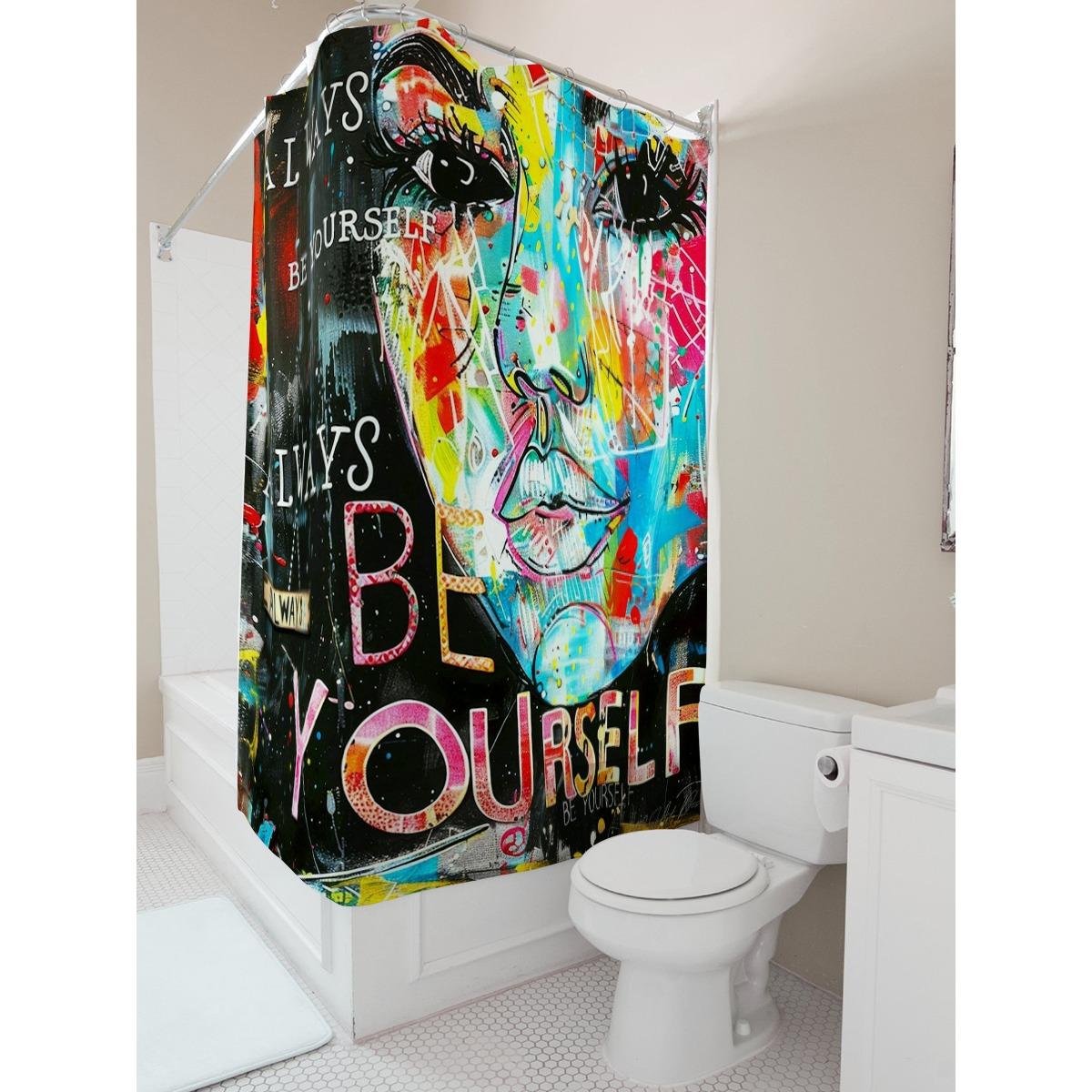 

Colorful Abstract Art Be Yourself Shower Curtain For Bathroom Decor W60H190(CM)-1 Pcs