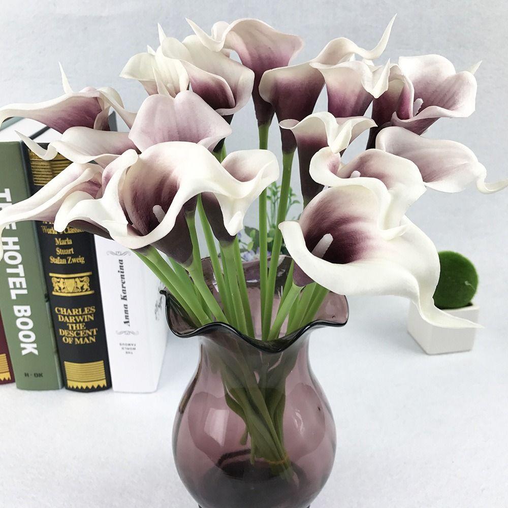 10Pcs Decorative Real Touch Calla Lily Lifelike Fake Calla Lily Wedding Bouquet