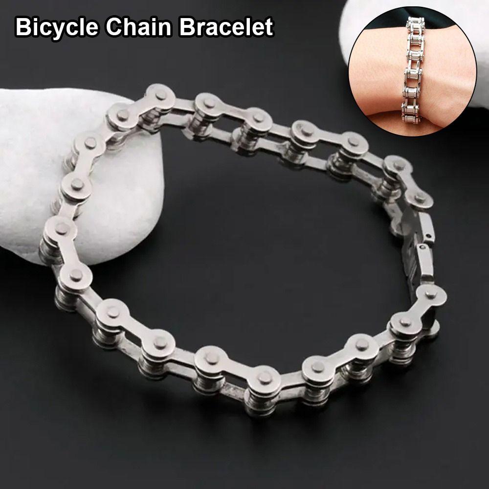 1Pcs Durable Steel Chain Bracelet Retro Fashion Men Bangle 8.5" Biker Bicycle Motorcycle Bangle Jewelry Accessory Gift