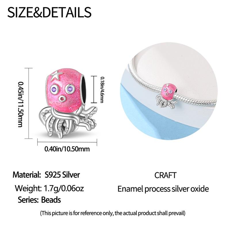Authentic Original Copper Metal Charm Bead Components Luxury Pink Octopus Bead Component Necklace Bead Components Compatible With Bracelet High