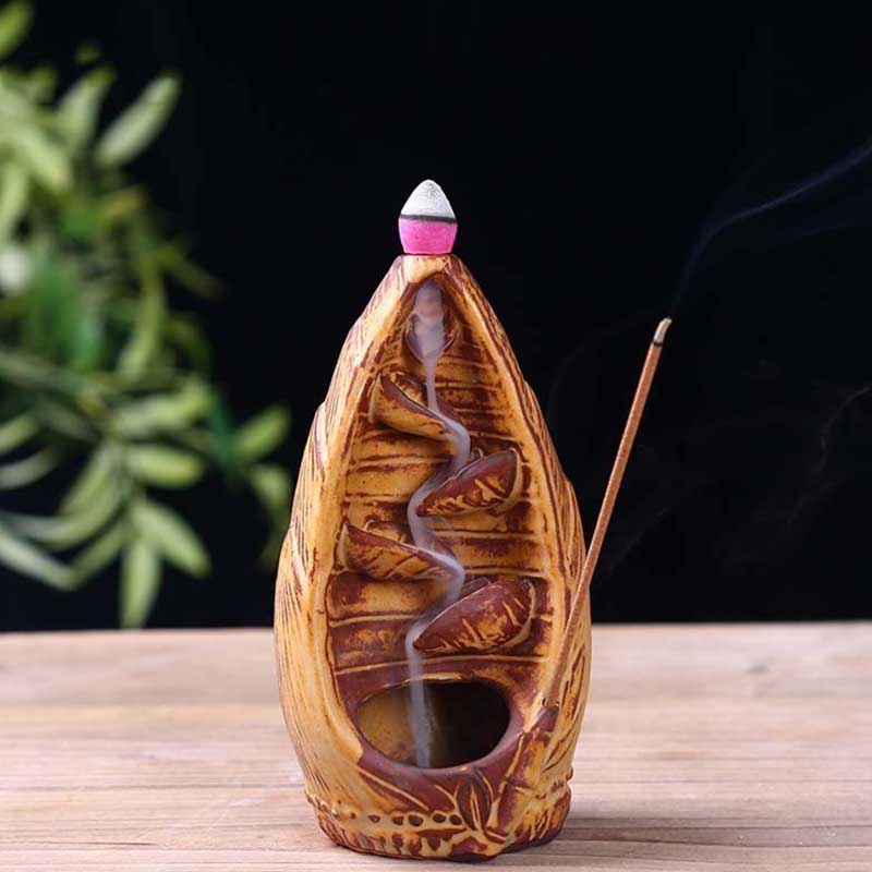 Ceramic Backflow Incense Burner Flow Smoke Indoor Backflow Incense Burner Aromatherapy Ornaments