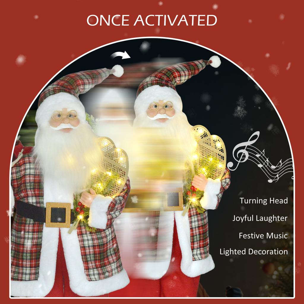 120cm Animated Santa Claus Figure, with Sound and Lights - Red/Green
