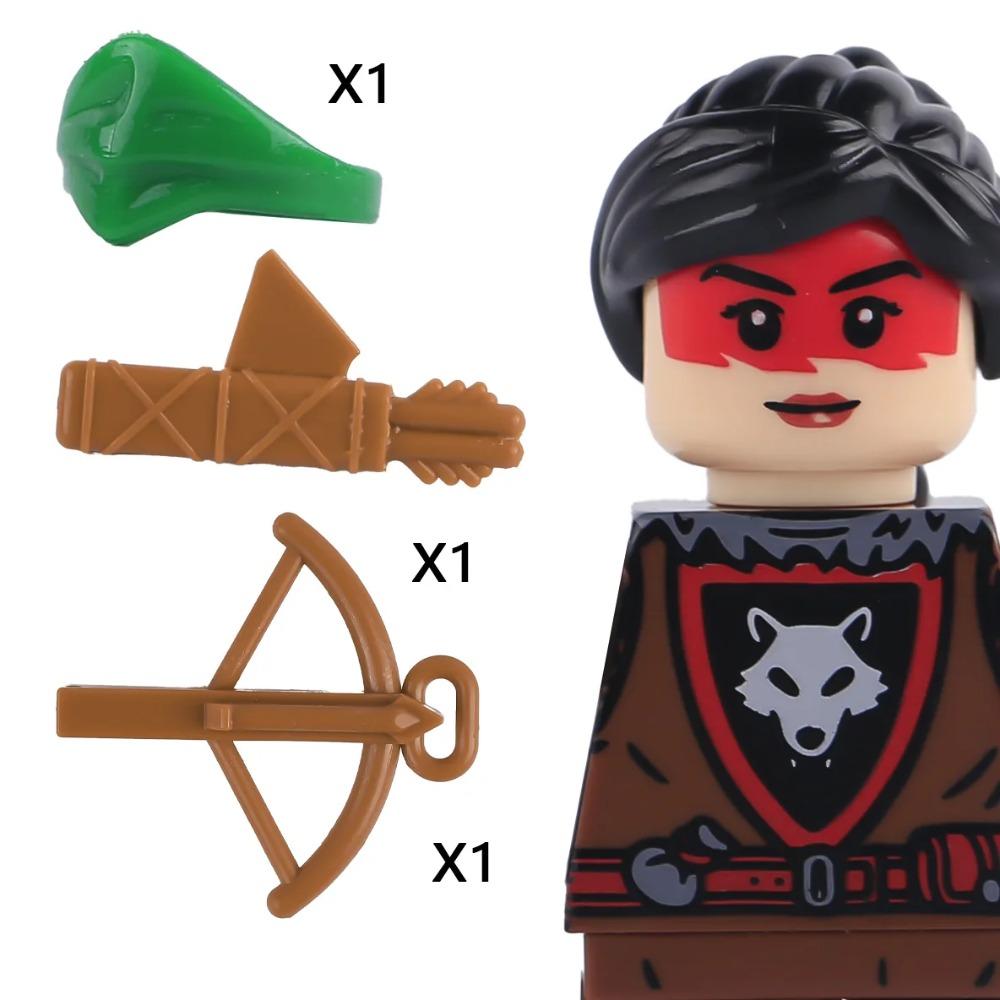 

MOC Замок Волк Рыцари Фигурки Строительные блоки Средневековые Военные Солдаты Стража Рейнджер Воин Щиты Плащ Оружие Кирпичики Игрушки