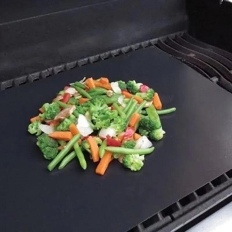 1/2 stk Ovnmatte Familieselskap Non-stick Teflon BBQ-underlag Grillfolie Motstandsdyktig Grillmatte Glassfiber Grillmatter Gjenbrukbar