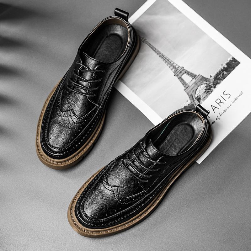 Casual Leather Shoes Men's Autumn Business Tooling Trendy Shoes Brock Martin Men's Shoes British Style Versatile Low-top Board Shoes