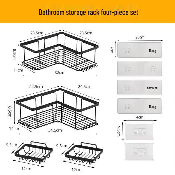 No-Drill Corner Bathroom Shelf Wall-Mounted Shower Storage