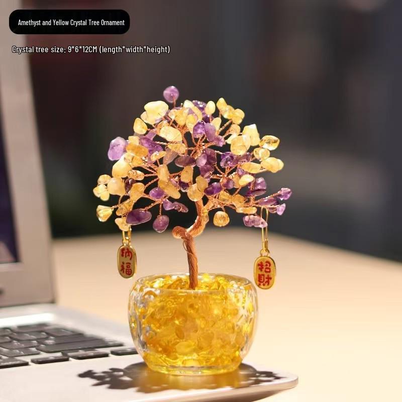 Citrin und Amethyst Reichtumsbaum Feng Shui Schreibtischornament