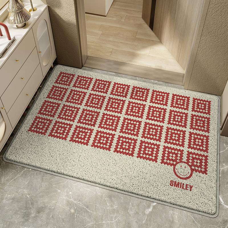 

Праздничный Улыбающийся Красный Шелковый Круглый Коврик для Пола Входная Дверь Грязеотталкивающий Входная Дверь Дверь Удаление Пыли ПВХ Противоскользящий Коврик для Ног 60*90cm