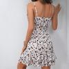 Women's V Neck Sleeveless Mini Dress Regular Mid Rise Elegant Floral Ruffle Wrap Dress