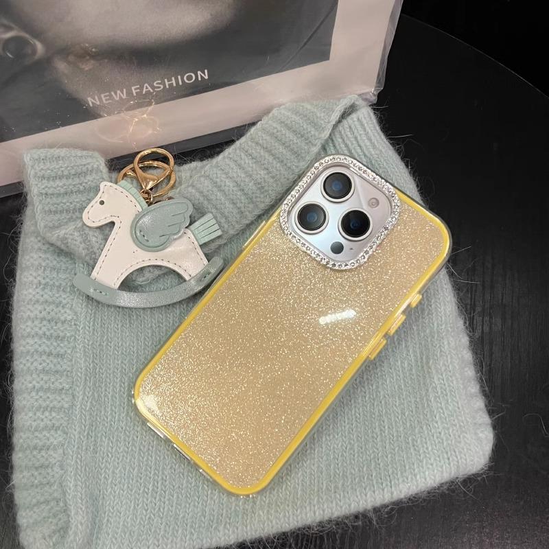 Bling Diamond Camera Protection Phone Case For iPhone 16 15 14 13 12 Pro Max 11 Shockproof Acrylic Glitter Hard Back Cover