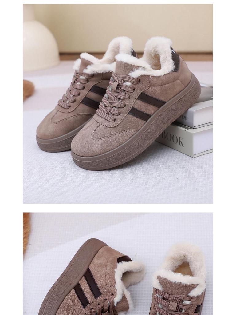 Women's 2025 Winter Retro Fleece-Lined Thick-Soled Ankle Skate Trainer Boots