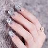 24 buc. Unghii artificiale argintie Lipici UV acrilic Unghii false frantuzesti