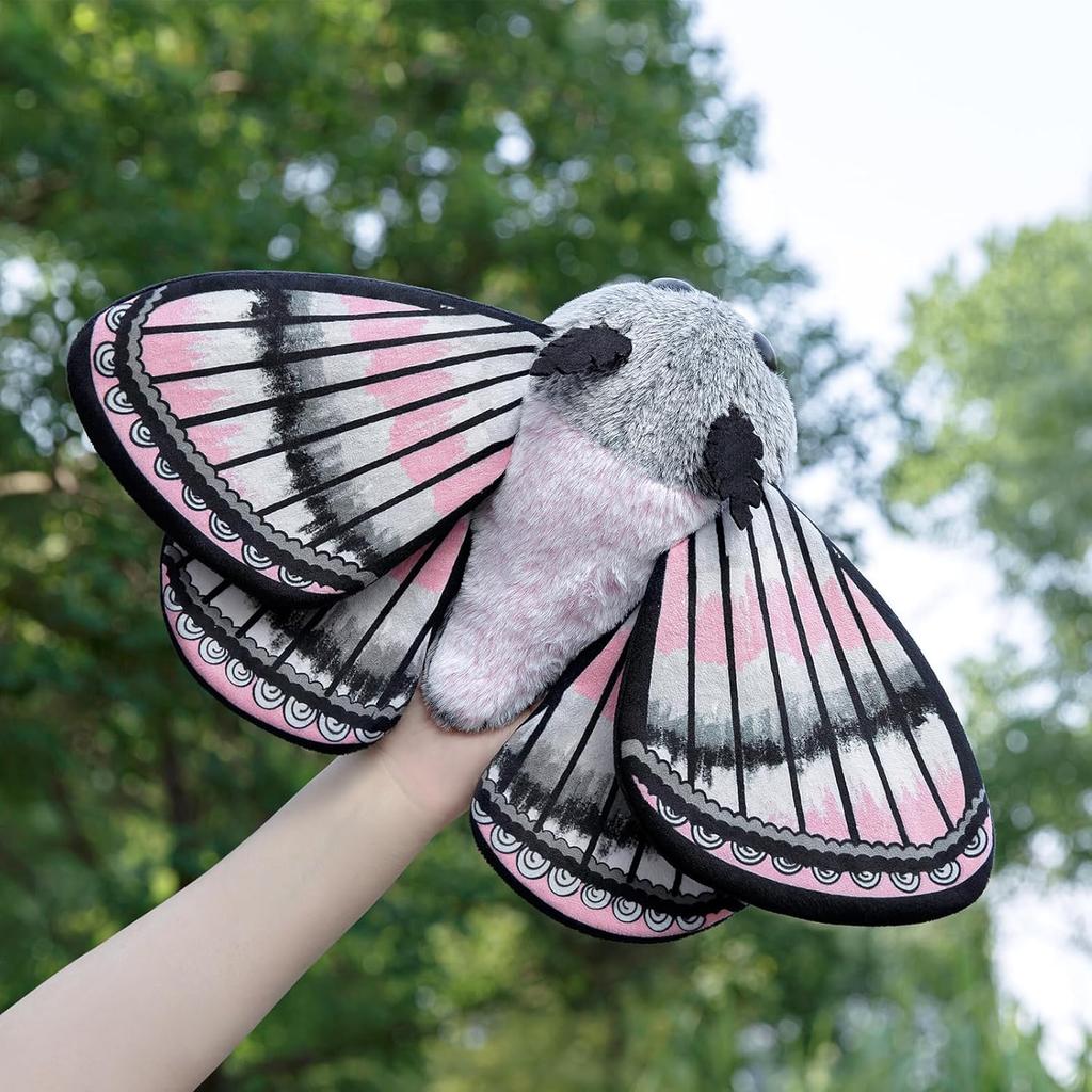 ZHONGXIN MADE Cute Moth Plush Toy, 11-inch Gray Moth Stuffed Animal, Handmade Large Moth Insect Plush Model Toy, Unique Kids Plush Toy Gift Collection