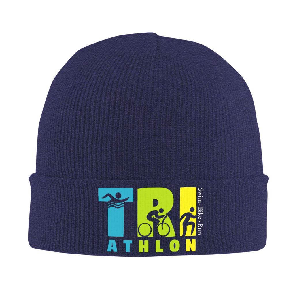 Triathlon Print Casual Bonnet Hats Hip Hop Hats For Men Women Winter Keep Warm Skullies Beanies Caps Unisex Adult Bonnet Hats