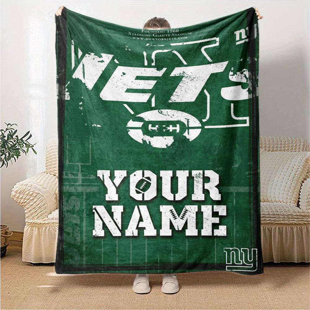 Name Custom New York Jets Print Flannel Blanket High Quality Warm Comfortable Cover for All Seasons Perfect for Gifts Home Decor