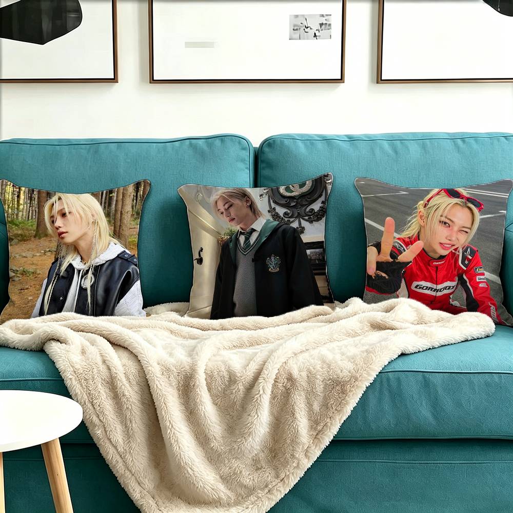 F-Felix Lee S-SKZ Square Double-Sided printed Pillow Case Bedroom Bedside Pillow Sofa Cushion Cover