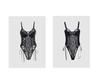 Body Modellante Lingerie 051 Patchwork in Ecopelle Nera con Lacci e Pizzo Europeo 051