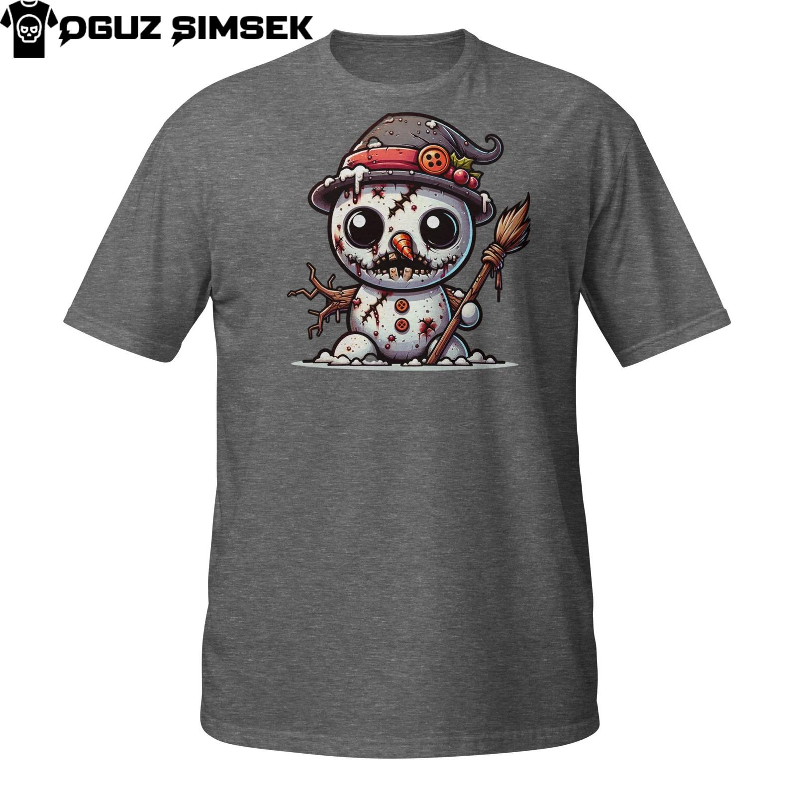 Zombie Snowman T-Shirt Mens Womens Tees Top – Creepy Undead Winter Horror Cartoon Tee 2XL