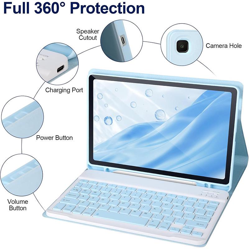 Samsung S6 Lite Wireless Bluetooth Keyboard Protective Case P610, Detachable 10.4" Tablet Shell, Silent Typing.