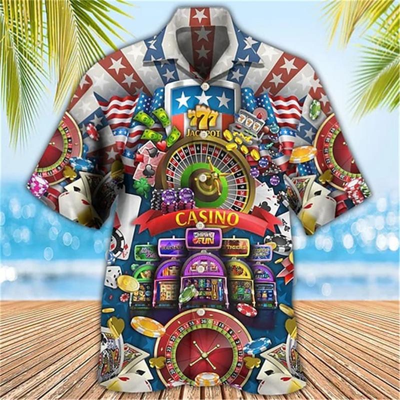 

Men s Casual 3D Shirts Playing Card Printed Fun Shirts Street men s Summer Short Sleeved Clothing Men s Outdoor Clothing XL