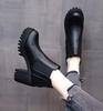 Women Boots High Quality Casual Leather Boots Thick Sole High Heels Boot Black Work Ankle Boots Platform Casual Boot Botas Mujer