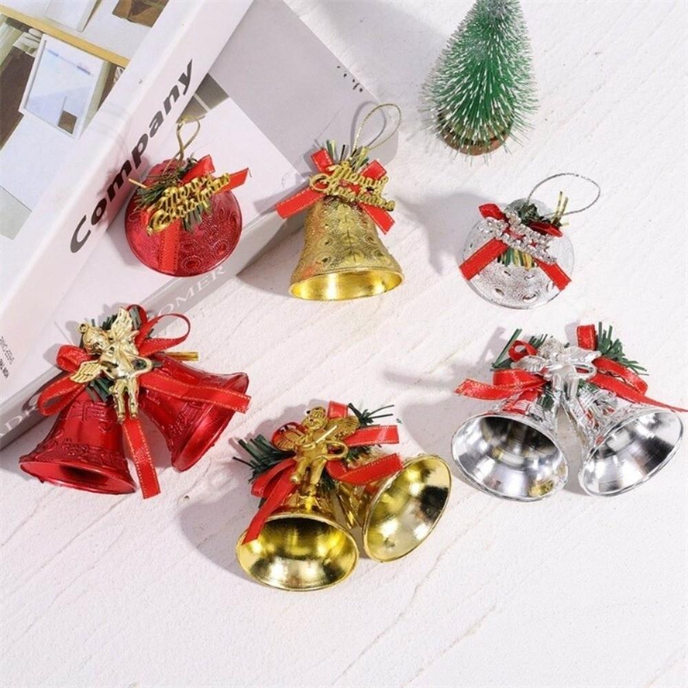 4/2Pcs Plastic Christmas Bells Merry Christmas Xmas Tree Decorations  Festival Party Celebration