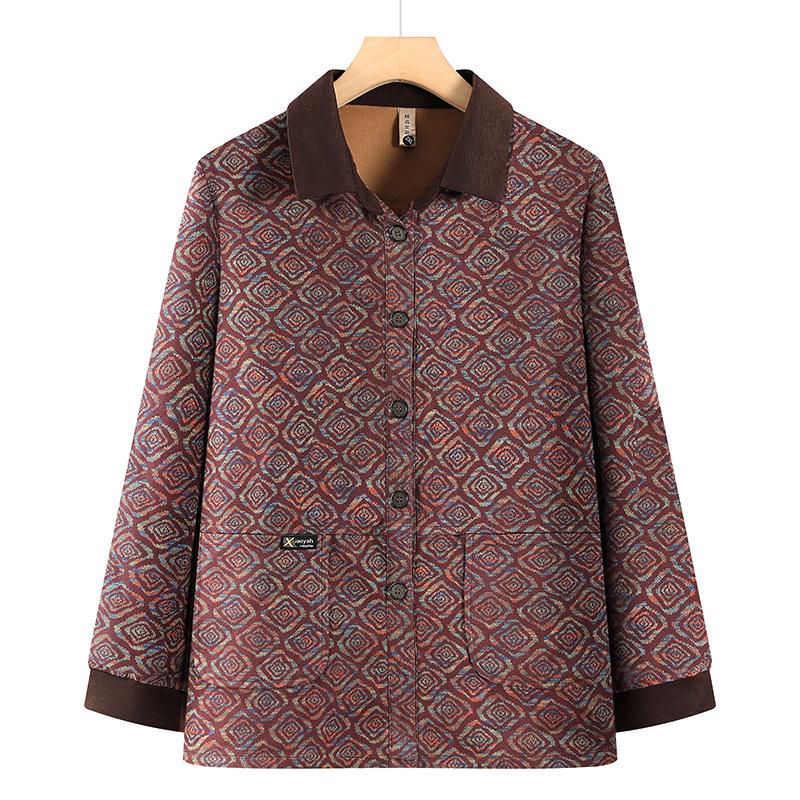 Dámská podzimní bunda plus size - styl babičky, pro střední věk a seniorky, zakrývající břicho